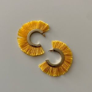 EXPRESS Yellow Fringe Hoop Earrings